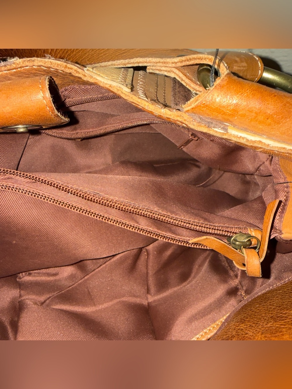 Fossil vintage Tan and Brown Striped Leather Shoulder Bag - Picture 10 of 15